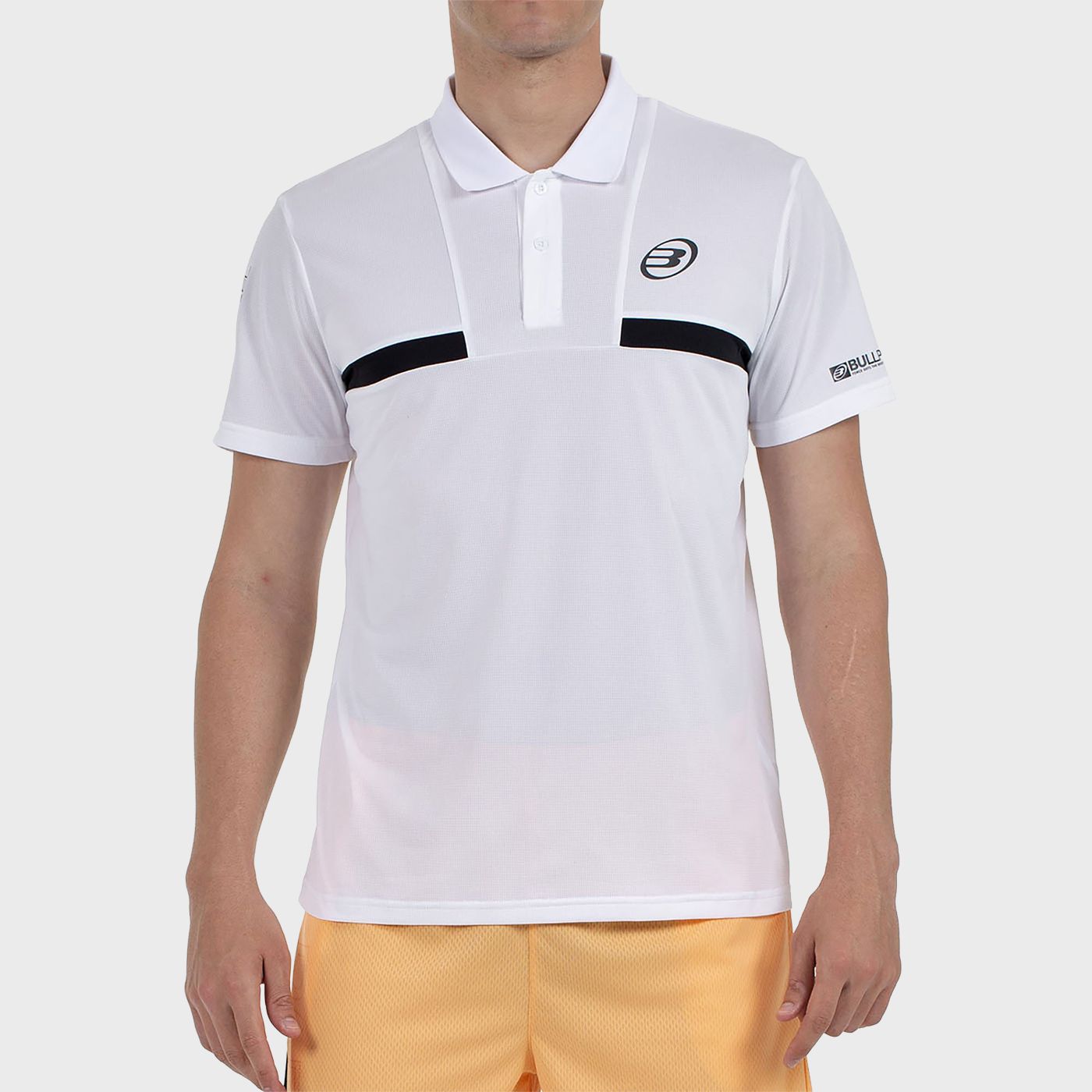 tienda de padel Madrid, tienda de padel online, tienda de padel españa, tienda de padel en linea, POLO BULLPADEL CALZADIL BLANCO